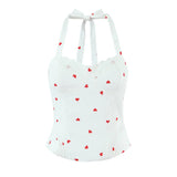New Elegant Style Sexy Sweet Hot Girl Heart Print Slim Fit Strap Camisole Lace Trimmed Back Zipper Sleeveless Vest Charming GT1L