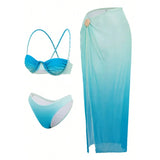 S - XL 3PCS With Skirt Underwired Bikini Women Swimwear Female Swimsuit Three-pieces Bikini set Bather Bathing Suit Swim V7704