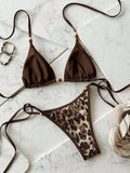 Sexy Coffee Leopard Print Micro Bikini 2026 Women Pearls Trap Push Up Bra Tie Side Thong Swimsuit Bathing Suit Holiday Swimwear