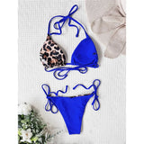 Halter Splicing Leopard Bikinis 2026 Satin Bikini Female Swimsuit Women Swimwear Two-pieces Bikini Set Micro Bathing Suit Swim