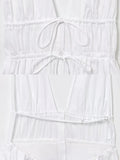 Bowknot White Backless Beach Summer Women's Dress Deep V Neck Cotton Short Vestidos Sexy Sleeveless Halter New in Dress 2025