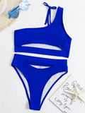 Asymmetric One Shoulder High Waist Bikini Women Swimsuit Female Swimwear Two-pieces Bikini Set Tummy Cut Out Bathing Suit Swim