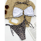 Sexy Ruffled Frilled Pleated Ruched Bikini Women Swimwear Female Swimsuit Two-pieces Bikini Set Bather Bathing Suit Swim V3239