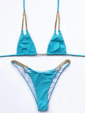 Sexy Cow Print Halter Metal Chains Brazilian Bikini Women Swimsuit Female Swimwear Two Pieces Bikini Set Bathing Suit Swim Lady