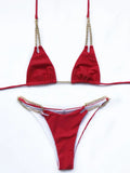 Sexy Cow Print Halter Metal Chains Brazilian Bikini Women Swimsuit Female Swimwear Two Pieces Bikini Set Bathing Suit Swim Lady