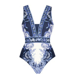 New Swimsuit High-End Design 2Pcs Floral Print Ruffle Slimming Holiday Sexy Hot Spring One Piece Swimsuit for Women