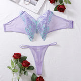 Toucheart Sexy Ultra Thin Perspective Underwear Set For Women Sexy Bra 2 Piece Set Butterfly Hollow Out Sexy Lingerie Set New
