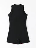 2026 Zipper Swimsuit One Piece Sleeveless Sporty Swimwear Women Sexy Solid Bathers Bathing Swimming Swim Suit Female Beachwear