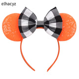 2025 Chic Disney Embroidery Sequin Minnie Ears Headband DOT Bow Hairband Girls Women Party Head Wear Kids DIY Hair Accessories