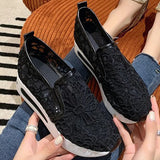Classic Black Embroider Sneakers for Women 2025 Comfortable Breathable Mesh Casual Shoes Woman Lightweight Platform Shoes Mujer