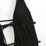 Deep V Neck Halter Wrinkled Female Swimwear One Piece Swimsuit Women Backless Monokini High Cut Bather Bathing Suit Swim Lady