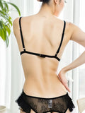 Crothless Sexy Lingerie Women Bodysuit Lace Underwear Transparent Hollow Out Fetish Babydoll Dress Open Croth Erotic Costume