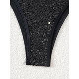 Sparkling Sequins Halter High Leg Cut Bikini Women Swimwear Female Swimsuit Two-Pieces Bikini Set Bather Bathing Suit Swim V6678