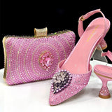 Doershow Italian purple Shoes And Bag Sets For Evening Party With Stones Italian Leather Handbags Match Bags! HX1-1