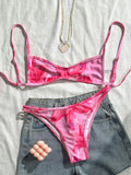 S - XL Flower Printed Bikini Female Swimsuit Women Swimwear Two-Pieces Bikini Set High Leg Cut Bather Bathing Suit Swim V7800