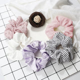 5Pcs/Lot Girl Pink Red Hair Band Accessories Fashion Large Hair Ties Solid Color Elastic Scrunchies For Women Ponytail Hairstyle