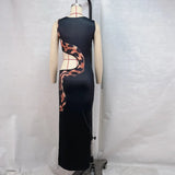 Snake Print Cut Out Slim Long Dress Women Fashion Sexy Package Hip Bodycon Slit Sleeveless Dresses Club Party Vestidos 2025 New