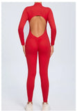 Women Sportwear Yoga Jumpsuit Zip Long Sleeve Back Open Outfit Fitness Tracksuit Tight One-piece Gym Overalls Sports Bodysuit