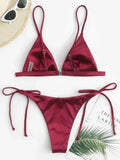 2025 Metallic Satin High Cut Brazilian Bikini Women Swimwear Female Swimsuit Two-pieces Bikini Set Bathing Suit Swim Beach Wear