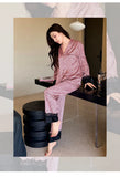 2026 Pajamas for Women Ice Silk Sexy Lace Small Leopard Print Long Sleeve Home Clothes Pajamas Set Can Be Weared Outside