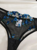 BlackBlue Embroidered Floral Lingerie Set - Sexy Bra And G-string Combo with Heart Decoration Underwear Set for Women ZA824027