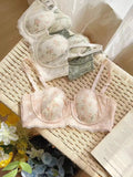 Elegant Minimiser Bralette Large Chest Rabbit Ear Lace Pure Comfort UK Fit Thin Support Non Padded Wirefree Bra Set S-XL AB 32