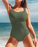 2026 Sexy Ruffle Swimsuit One Piece Solid Swimwear Women Bathers Bathing Swimming Swim Suit Female Beachwear XXL