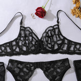 Toucheart Sexy Mesh Solid Color Lace See-through Interesting Hollow Out Underwear Garters Backless Steel Ring Patchwork Sexy Set