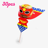 Princess Snow White Superhero Lollipop Decoration Cards for Kids Boy Girls Birthday Party Gift Cake Accessories Candy Packaging
