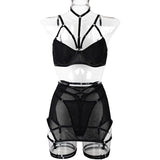 Toucheart Trendy Lingerie 4 Pieces Set Exotic Sexy Bra Eroctic Garter Underwear Set Women's Mesh See-through Luxury Underwear