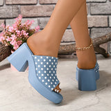 Stylish Pearl Decor Denim Sandals Women Summer Plus Size Buckle Platform Sandal Woman Office Ladies Open Toe Sandalias Mujer