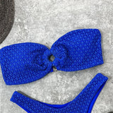 Wrinkled Bandeau High Cut Bikini Women Swimwear Female Swimsuit Two-Pieces Bikini Set Strapless Bather Bathing Suit Swim V3367