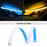 1Pc LED DRL Car Running Light Flexible Waterproof Strip Auto Headlights White Turn Signal Brake Flow Lights Car Styling 12V