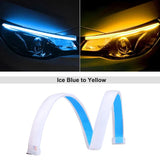 1Pc 12V LED DRL Car Running Light Flexible Waterproof Strip Auto Headlights White Turn Signal Brake Flow Lights Auto Parts