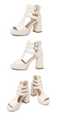 Summer New Style Fashion High-heeled Exposed Toes Women's Sandals Sexy Party Zipper Square Heel Women's Sandals Size 34-50