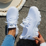 Orange Breathable Knitted Sneakers Women Comfort Slip On Mesh Sport Shoes Woman Plus Size 43 Thick Bottom Vulcanized Shoes Mujer