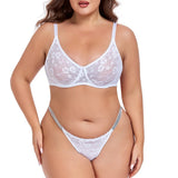 Sexy Floral Lace Womens Lingerie Set Breathable Erotic Bra And Briefs Sets Panties Thong Plus Size Underwear B C D E F Cup