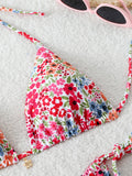 Triangle Halter Thong Bikinis 2026 Women Sexy Printed Swimsuit Floral String Swimwear Female Bathers Bathing Swimming Swim Suit