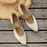 Knitted Color-block Women's Flat Shoes Dressy Ballet Flats Casual striped straps Pointed Toe Loafers Female Daily Shoes Big Size