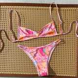 S - XL Printed Brazilian Bikini Women Swimwear Female Swimsuit Two-pieces Bikini set High Leg Cut Bather Bathing Suit Swim V8179