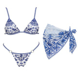 Retro 2Pcs One Piece Swimsuit Women Sexy Bikini Push Up Swimwear Female Halter Swim Suit Bandeau Biquini Beachwear Bathingsuit