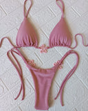 2025 Halter Bikinis Women Swimsuit New Sexy Swimwear Floral Brazilian Bikini Set Micro Biquini Female Cute Solid Beachwear