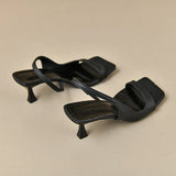 2026 New Women's Summer New Fashion Square Toe Simple Solid Color Sandals Outdoor Open Toe Casual Banquet Party Women's Sandals