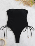 2026 Sexy Drawstring High Cut Swimsuit One Piece Printed Swimwear Women Bathers Bathing Swimming Swim Suit Female Beachwear