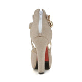 Women's Sandals Summer New Style Fashion Fish Mouth Open Toe Buckle Thick Heel High Heel Women's Shoes Plus Size 33-43 High 11cm
