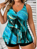 VigoJany 2026 Sexy Strapped 2 Piece Plus Size Tankini Set Women Print High Waist Curvy Swimsuit Brazilian Lady Big Bathing Suit