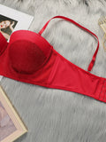 Women's sexy sequin bra with steel rims gathered push up straps adjustable close fitting underwear L2538
