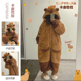 Adult Capybara Robes Onesies Pajamas Cartoon Pyjama Animal Kigurumi Slipper Halloween Cosplay Costumes Warm Sleepwear Jumpsuit