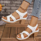 Cross Band High Heels Sandals for Women Summer Plus Size Thick Heeled Casual Sandles Woman Lightweight Non Slip Platform Sandals