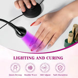 UV Nail Lamp, Foot Switch LED Linear Lamp, Gooseneck Flash Curing Lamp, Nail Drying Lamp with Desktop Clamp